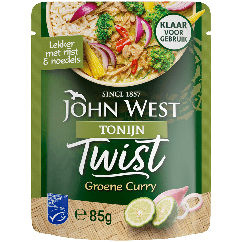 3 pakjes John West Twist MSC Tonijn Groene Curry 85g