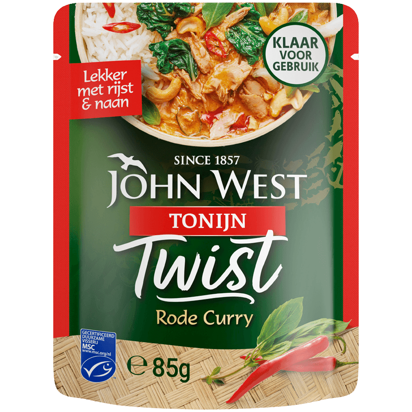 3 pakjes John West Twist MSC Tonijn Rode Curry 85g