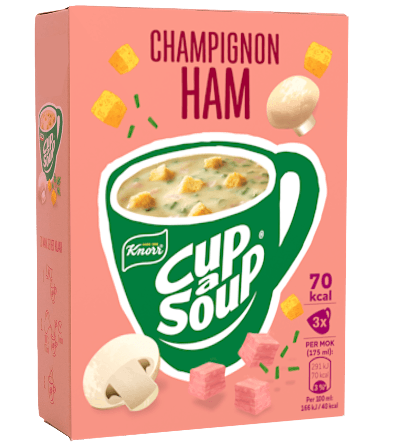 4 pakken UNOX Cup a Soup Champignon Ham 3x16gr