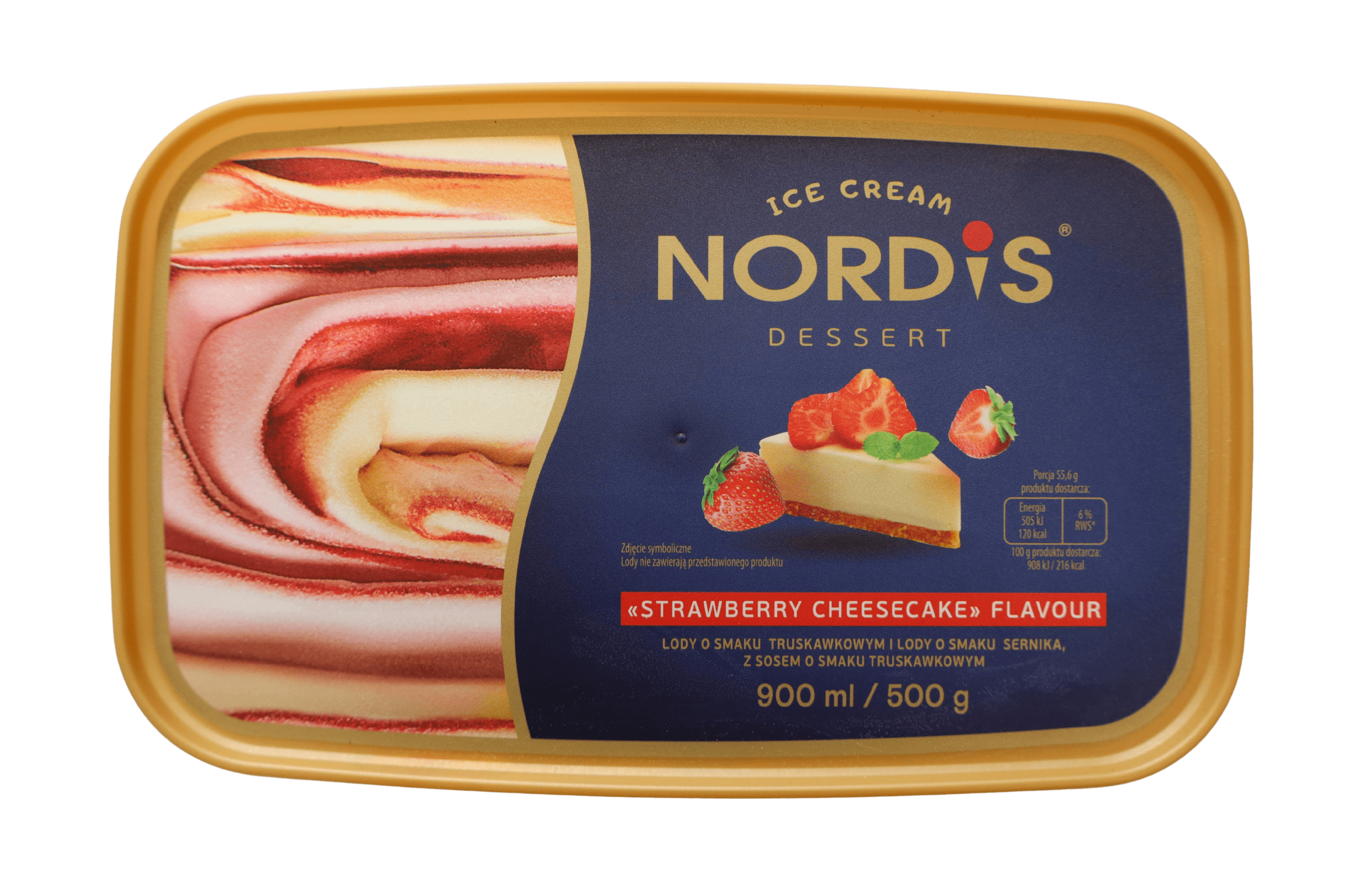2 Bakken Nordis aardbei cheesecake ijs 900ml