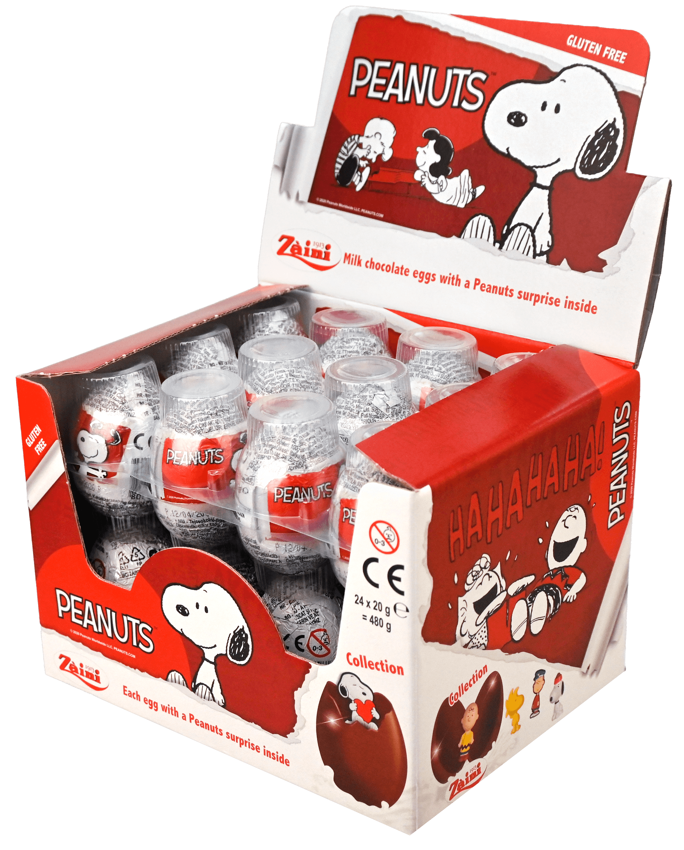 24 stuks Peanuts chocolade-eieren display 20g
