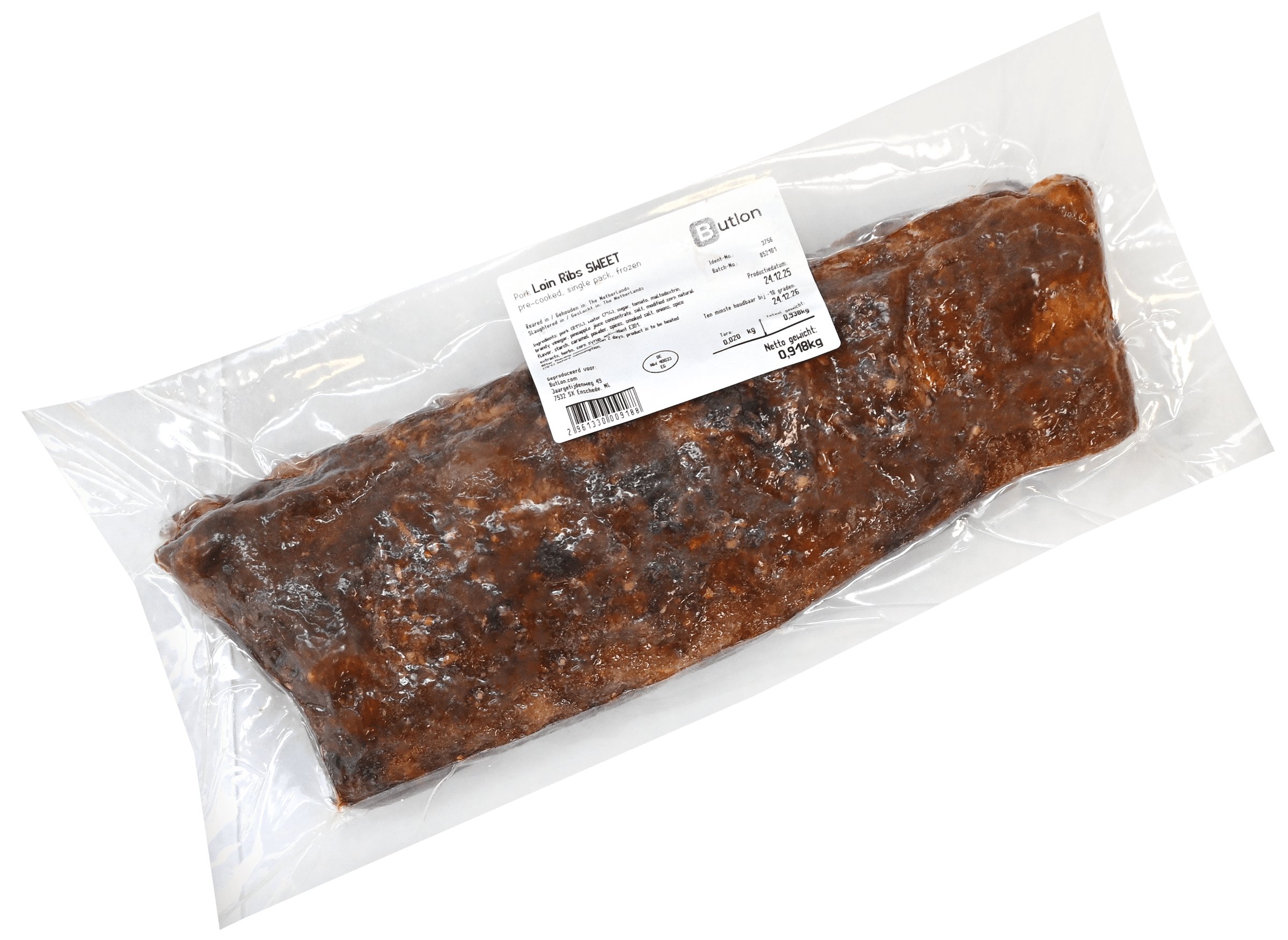 Spareribs langzaam gegaard en gemarineerd sweet circa 500gr